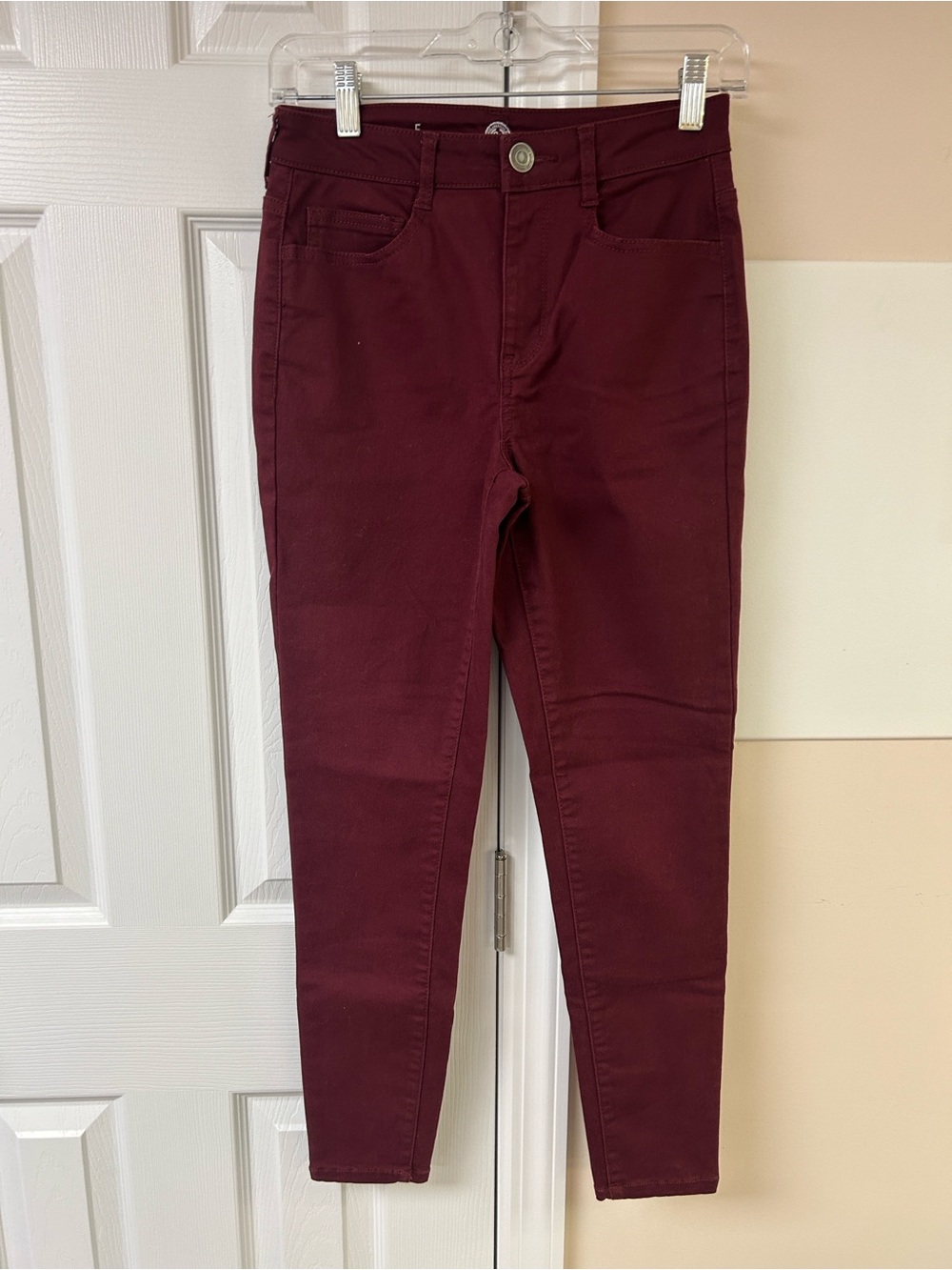 So High Rise Burgandy Jeggings Juniors